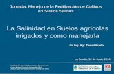 La Salinidad en Suelos agrícolas irrigados y como … · Salinización de suelos: Concentración de sales solubles en la solución del suelo que afecta el crecimiento y rendimiento