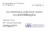 IX Seminario en Finanzas - ub.edu · La memoria colectiva como recurso intangible Selene Cruz Mª Teresa Sorrosal 24/Marzo/2006 IX Seminario en Finanzas