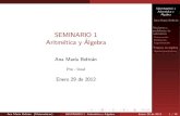 SEMINARIO 1 Aritm tica y lgebra · SEMINARIO 1 Aritm´etica y ´Algebra Ana Mar´ıa Beltran Nociones y problemas de aritm´etica Potenciaci´on Radicacio´n Logaritmaci´on To´picos