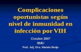 Complicaciones oportunistas según nivel de … · oportunistas según nivel de inmunidad en infección por VIH Octubre 2007 SMU ... Infección por CMV en cualquier órgano menos