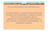 CICLO ENDOGENO. METAMORFISMO El metamorfismo …iesdionisioaguado.org/joomla/Distancia/ccnn/BYGROCAS2.pdf · Generado por condiciones de tectonismo, ... El grado de metamorfismo está