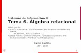 Sistemas de Información II Tema 6. Álgebra relacional · Tema 6. Álgebra relacional Carlos Castillo UPF – 2008 Bibliografía: Elmasri y Navathe: “Fundamentos de Sistemas de