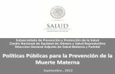 Políticas Públicas para la Prevención de la Muerte Materna · Muerte Materna Subsecretaria de Prevención y Promoción de la Salud Centro Nacional de Equidad de Género y Salud