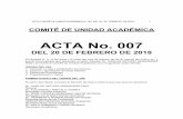 ACTA No. 007 - unilibre.edu.co · homologar la optativa iii, de quinto aÑo, teniendo en cuenta, que, en las semanas anteriores, ... nÓmina de profesores que dictan clase en la nÓmina