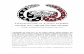 Declaracion final de la Octava Asamblea Nacional del … · Declaración Final de la Octava Asamblea Nacional del Congreso Nacional Indígena, Ciudad de México, 20 de noviembre de