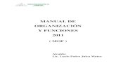 MANUAL DE ORGANIZACIÓN Y FUNCIONES 2011 · El Manual de Organización y Funciones ... Someter al Concejo Municipal la aprobación del sistema y los ... del desempeño de la gestión