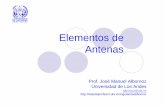 Elementos de Antenas - webdelprofesor.ula.vewebdelprofesor.ula.ve/ingenieria/albornoz/elementos.pdf · Parámetros de las Antenas. ... zAntenas de referencia {Isotrópica (dBi) ...