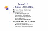 Tema nº.-3 El Relieve. LA LITOSFERA - previa.uclm.es · Elementos Tectónica de placas Materiales litológicos Morfologías litológicas Deformaciones Relieves estructurales Modelación