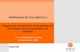 SEMINARIO DE SOLVENCIA II Impacto de Solvencia II … · • El proyecto de solvencia II en AMIS inició formalmente en Junio ... AMIS aplicó el cuestionario de análisis de brechas.