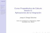 Curso Propedéutico de Cálculo Sesión 6: Aplicaciones de la Integraciónjortega/MaterialDidactico/MaePrope/Clase6... · Integración Técnicas de Integración Sustitución Integración