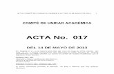 ACTA No. 017 - unilibre.edu.co · acta comitÉ de unidad acadÉmica 017 del 14 de mayo de 2013 5 b. investigaciÓn iii. c.investigaciÓn iv. d. seminario electivo ii. e. inglÉs i.