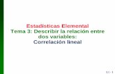 Estadísticas Elemental Tema 3: Describir la relación … · 3.1 - 4 Correlación Una correlación existe entre dos variables cuando los valores de una variable están relacionados,