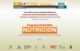 NUTRICION Directorio - dgb.sep.gob.mx · normativos seleccionados para su elaboración, los sitios de inserción en el mercado de trabajo para la integración del egresado, el aprendizaje