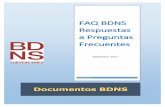 FAQ BDNS Respuestas a Preguntas Frecuentes · Documentos BDNS FAQ BDNS Respuestas a Preguntas Frecuentes 01/09/2017 Septiembre 2017
