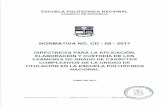 €¦ · ESCUELA POLITECNICA NACIONAL CONSEJO DE DOCENCIA 2017 NORMATIVA NO. CD - - DIRECTRICES PARA LA APLICACIÓN, ELABORACIÓN Y CUSTODIA DE LOS EXÁMENES DE GRADO DE CARÁCTER