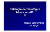 Patología dermatológica básica en AP. III · tejido conectivo dérmico y el tejido subcutáneo, así como en las estructuras ... cara, cuero cabelludo (varones con alopecia), ...