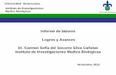 Informe de labores Logros y Avances Dr. Carmen … · Informe de labores Logros y Avances ... Centro de Investigaciones Biomédicas sobre Enfermedades Infecciosas (CIBEI)" Proyecto