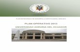PLAN OPERATIVO 2013 - :: UNIVERSIDAD AGRARIA DEL … · articular los objetivos, metas e indicadores del Plan Estratégico de Desarrollo Institucional (PEDI) y los contenidos del