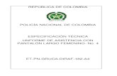 POLICÍA NACIONAL DE COLOMBIA ESPECIFICACIÓN TÉCNICA ... · Este documento rige a partir del 15 de Septiembre de 2015 y forma parte de la especificación técnica ... Medio contorno