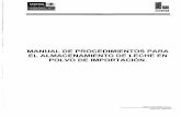 MANUAL DE PROCEDIMIENTOS PARA EL …liconsa.gob.mx/wp-content/uploads/2012/01/0000330.pdf · Manual de Procedimientos para el Almacenamiento de I Leche en Polvo de Importación ...