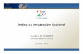 Índice de Integración Regional - SELA · • Grupo de Asuntos Presupuestarios – Presupuesto único ... • Educación – Movilidad académica 2012 • Género – 2013 y 2016