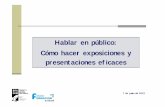 Hablar en público: Cómo hacer exposiciones y presentaciones …semanadelainnovacion.umh.es/files/2014/09/Hablar-en-pblico.pdf · Preparación del discurso 4. Habilidades de comunicación