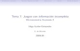 Tema 7: Juegos con información incompletarua.ua.es/dspace/bitstream/10045/11314/7/Tema7_0809...Introducción y ejemplos Equilibrio Bayesiano de Nash Aplicaciones Seæales Modelo de