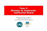 Tema 4: Sistemas de Numeración. Codificación Binaria fileen binario 4.3 Representación de números con signo 4.4 Representación de números en punto fijo y ... SISTEMA DE NUMERACIÓN