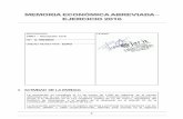 MEMORIA ECONÓMICA ABREVIADA EJERCICIO 2016 - jarit.org · adquisición o al coste de producción. Los impuestos indirectos que gravan los ... después de deducir cualquier descuento