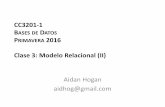 CC3201-1 B DATOS P 2016 Clase 3: Modelo Relacional (II)aidanhogan.com/teaching/cc3201-1-2016/lectures/BdD2016-03.pdf · ¿Si cada Bebida tiene que tener un valor de Stock? ... Algebra