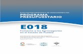 E018evaluacion.puebla.gob.mx/pdf/Pp2017/E018.pdf · E018 Fomento a los Agronegocios en el Estado de Puebla Coordinación General de Agronegocios Secretaría de Desarrollo Rural, Sustentabilidad