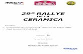 29º RALLYErallyeclub.com/wp-content/uploads/2018/04/Reglamento-ceramica-2018... · 29º RALLYE DE LA CERAMICA Puntuabilidad: Campeonato de la Comunidad Valenciana de Rallyes 2018