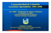 Competitividad de Colombia Lecciones Aprendidas: 1991-2008 · la Red Colombia Compite y se firman los primeros nueve convenios de competitividad 1994 ... • Efectos: se crea la Vicepresidencia