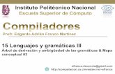 Presentación de PowerPoint - eafranco.comeafranco.com/docencia/compiladores/files/15_Lenguajes_y_gramaticas... · •Si A es la regla de derivación aplicada a la cadena uAv, ...