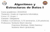 Algoritmos y Estructuras de Datos I - Universidad de Murciadis.um.es/~nmarin/presentacion-AEDI-15-16.pdf · Grafos ~8 Ejercicios de Maude (grupos de 2) -Examen preg. cortas -Práctica