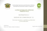 Universidad Autónoma del Estado de México Facultad de ... · MATEMÁTICAS I UNIDAD DE COMPETENCIA II: Funciones Lineales y cuadráticas, polinomios y trascendentales Profesor: M