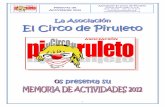 Asociación El Circo de Piruleto Memoria de Actividades 2012 · Avenida de San Diego, 21, 2º B 28053 Madrid Telf. 617 45 94 78 asociacion@elcircodepiruleto.org 1. Memoria de Actividades