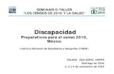 Sesión 8 Discapacidad MEXICO Taller Censo 2010 y salud · Censo 1980 Ausentismo escolar por invalidez (6-14 años) 2.80 Encuesta Nacional de Inválidos 1982 Invalidez 0.02 Conteo