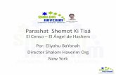 Parashat Shemot Ki Tisá - shalomhaverim.org Semanal SHEMOT KITISA.pdf · • El Kuzarí –Rabí Yehuda Haleví (1140) explica que esta también es la razón tan importante por la