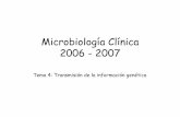 Microbiología Clínica 2006 - 2007 - COSMOLINUXcosmolinux.no-ip.org/recursos_aula/BIO2nBAT/Microbiologia/tema04... · – Reparto del material genético en procariontes y eucariontes.