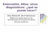 Estomatitis, Aftas: otros diagnósticos: ¿qué se puede hacer? · Estomatitis definición zSon procesos inflamatorios que asientan en la mucosa bucal. Las causas son muy variadas,