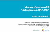 Videoconferencia ASIS Actualización ASIS 2017 · El documento de ASIS 2016 servirá de base para la actualización de ASIS 2017. Componentes del ASIS Sujeto de actualización Link
