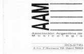 Asociación Argentina de Musicología BOLETIN · (Suplente: Prof. María Teresa Melfi) Vil JORNADAS ARGENTINAS DE MUSICOLOGIA / VI CONFERENCIA ANUAL DE LA AAM