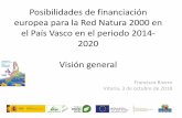 Posibilidades de financiación europea para la Red Natura ... · PO FEDER PAÍS VASCO ... aplicación de la PPC P4. Aumentar el empleo y la cohesión territorial P5. Transformación