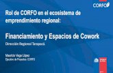 Financiamiento y Espacios de Coworkimpulsacowork.cl/wp-content/uploads/2018/01/Taller_corfo... · 2018-01-31 · Rol de CORFO en el ecosistema de emprendimiento regional: Financiamiento