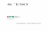 4t ’ESO · 10/12/2018 Presentació treball de recerca 3r i 4t 13 i 14 de desembre Lliurament informes preavaluació 31 de gener Avaluació externa de 4t d'ESO 12 i 13 de febrer