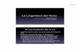 LG - Lingüística del Texto - urbinavolant.comurbinavolant.com/archivos/1112/LG/LG-LingTexto.pdf · 19/12/11 2 CausasdelnacimientodelaLT% • Causas%internas%(de%la%propia%lingüística).%Los%