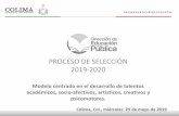 PROCESO DE SELECCIÓN 2019-2020 directivos.pdf · PROCESO DE SELECCIÓN 2019-2020 Modelo centrado en el desarrollo de talentos académicos, socio-afectivos, artísticos, creativos