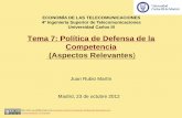 Tema 7: Política de Defensa de la Competencia (Aspectos ...ocw.uc3m.es/economia/economia-de-las-telecomunicaciones-2013/material... · una empresa que le permite impedir el mantenimiento
