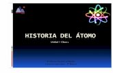 HISTORIA DEL ÁTOMO - profebiociencias.files.wordpress.com · TEORÍA ATÓMICA DE DALTON (1808) • La materia está compuesta por pequeñas partículas llamadas 1 átomos que sonindivisibles